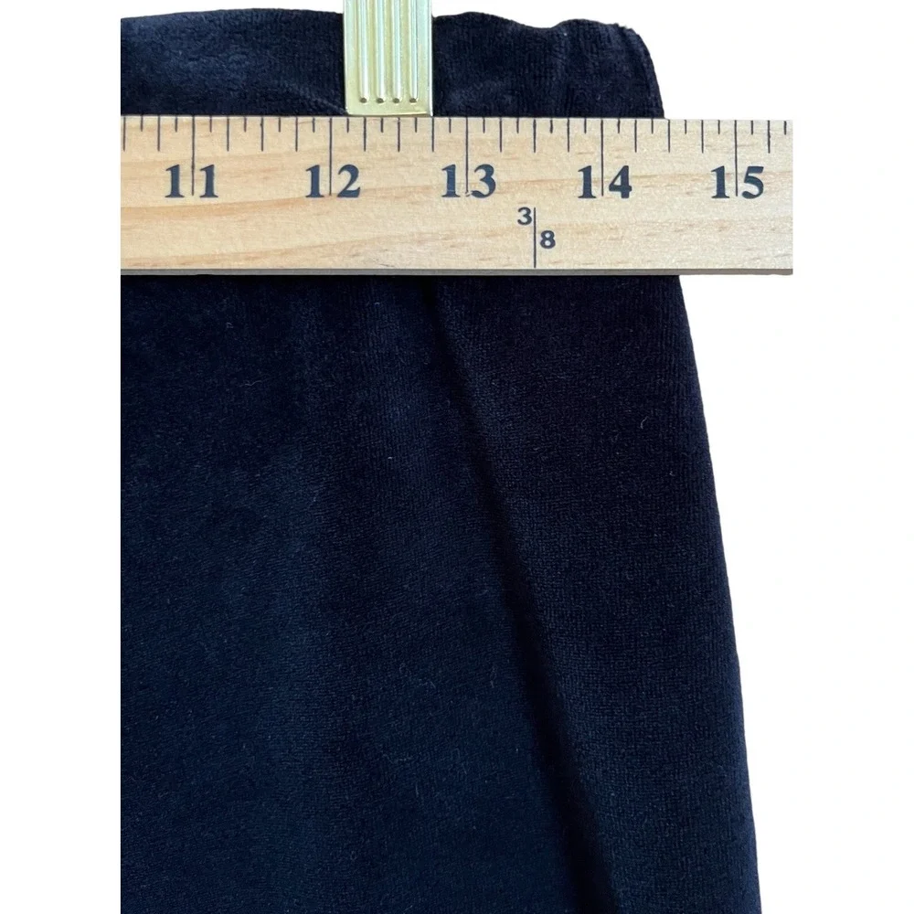 J Jill Pants Womens SP Black Velour Stretch Elastic Waist Wide Leg Cozy Casual